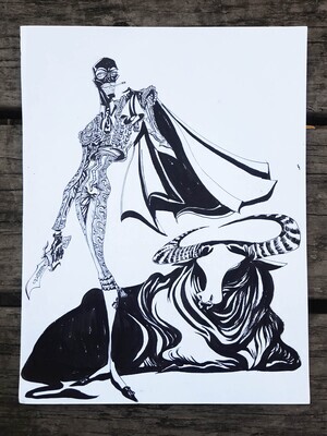 MATADOR SPY: 9x12 ink drawing