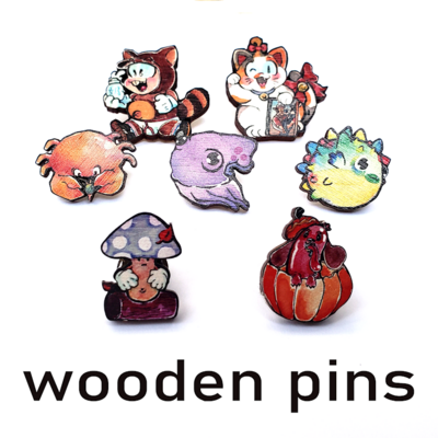 Summer and Fall Wooden Pins (1&quot;)