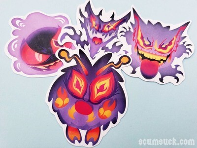 Purple Ghost Monster sticker set