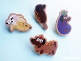 Weenie Dog - Dachshund Food 1.5&quot; Wood Pin Badges