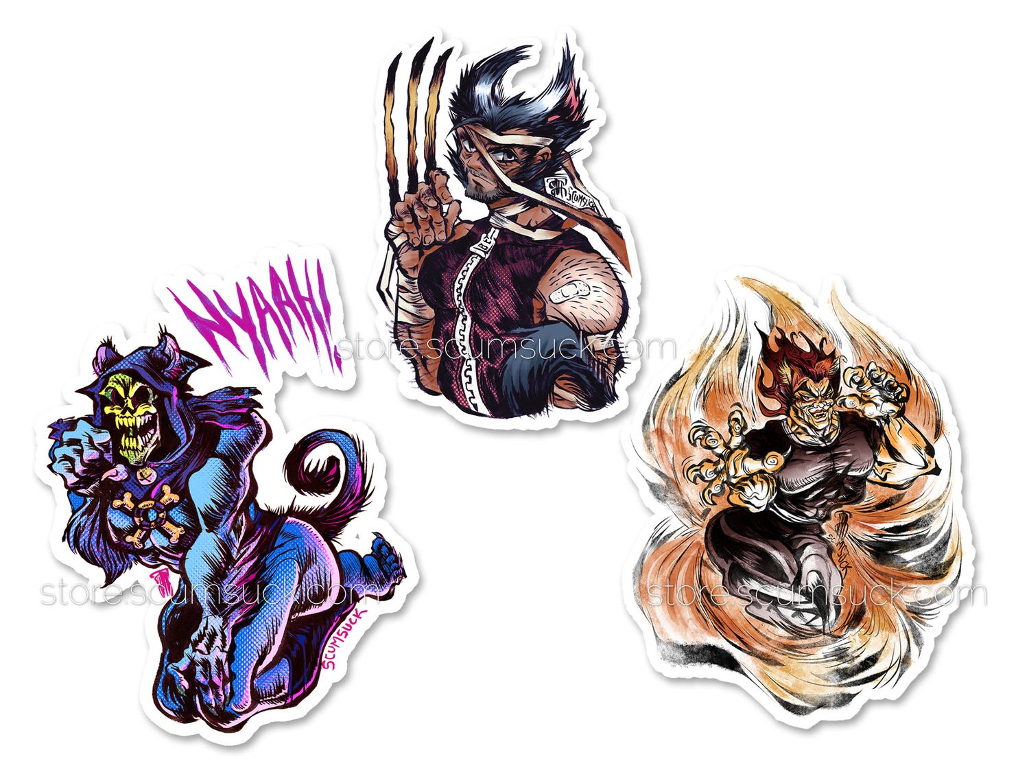 Wolverine, Skeletor, Yujiro Pinup stickers!