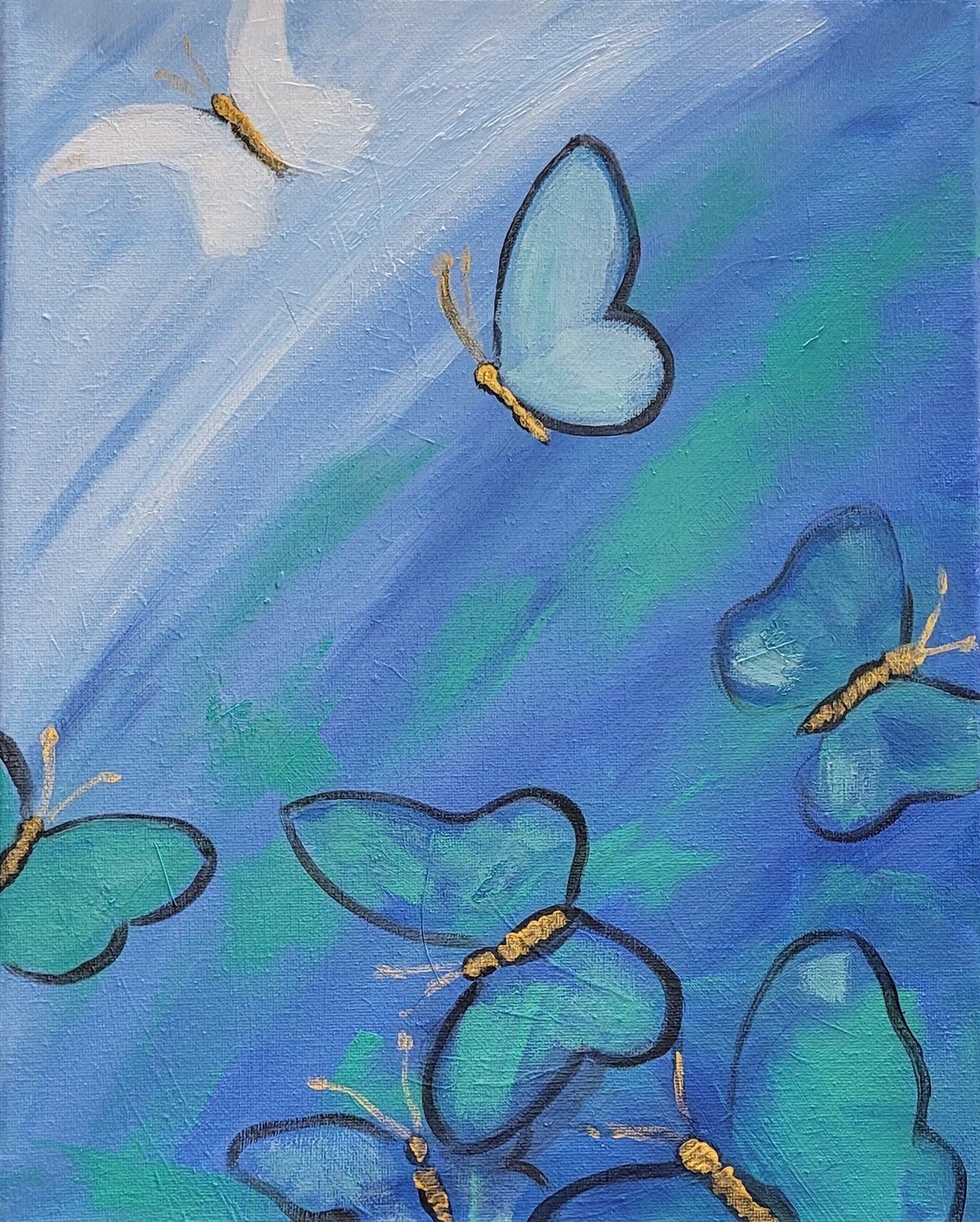 ART KIT: Blue Butterflies Abstract