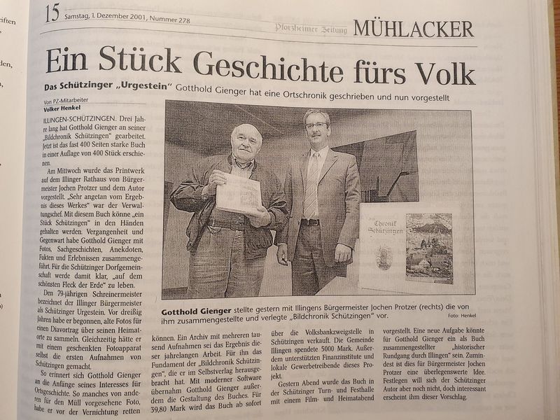 Schützinger CHRONIK von Gotthold Gienger Schützinger CHRONIK von Gotthold Gienger