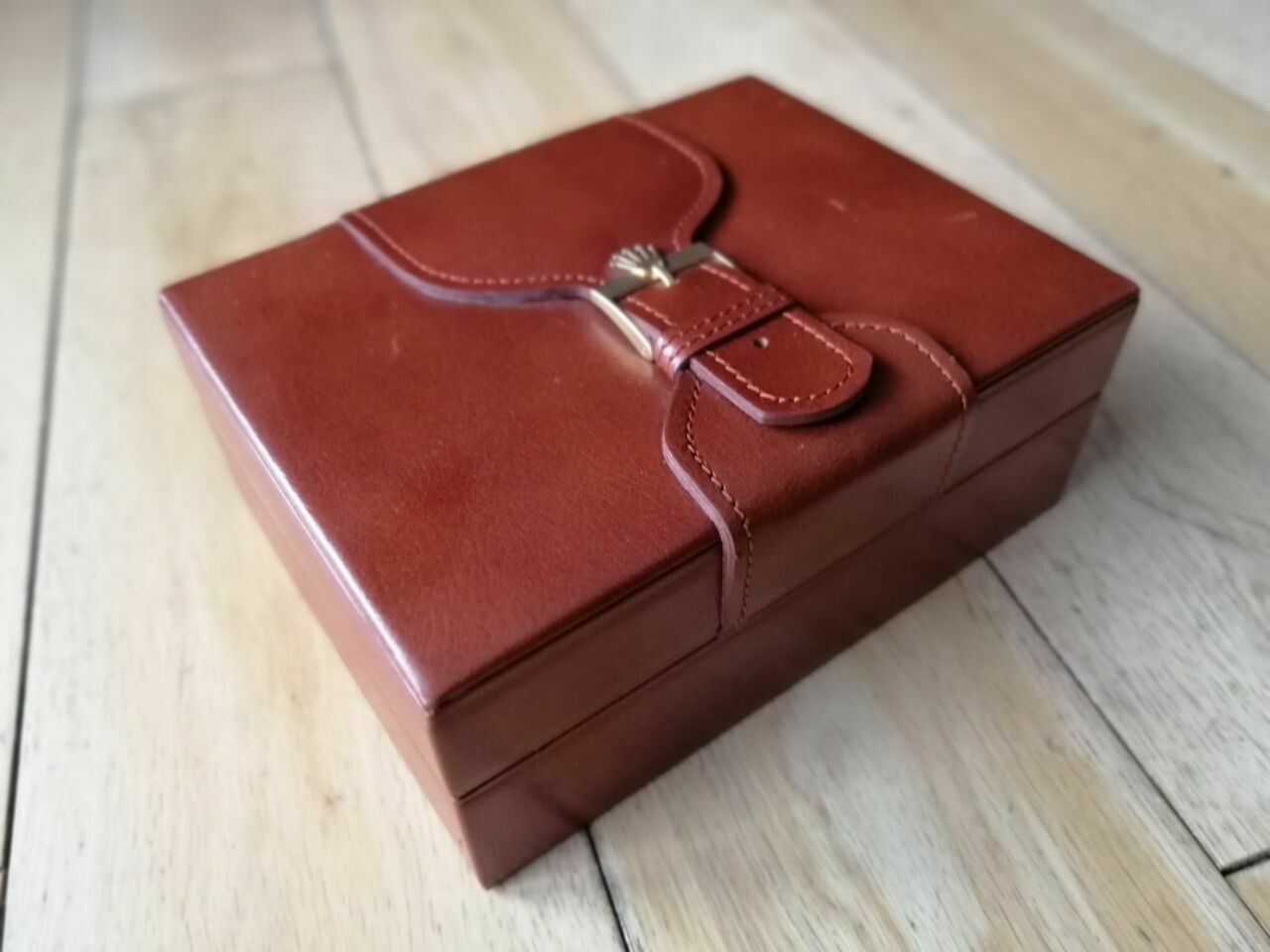Rolex Day-Date Brown Leather &amp; Wood Box