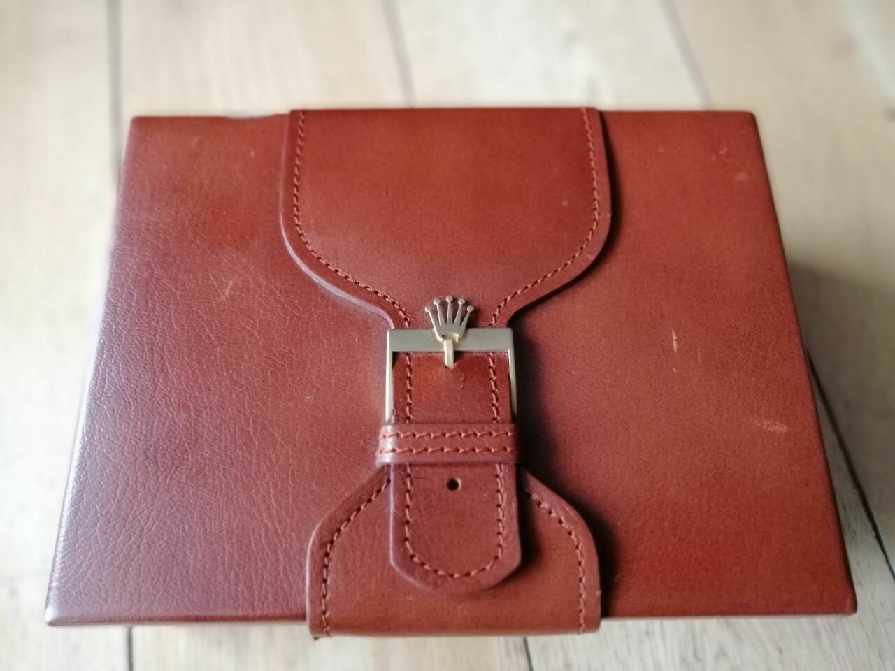 Rolex Day-Date Brown Leather &amp; Wood Box
