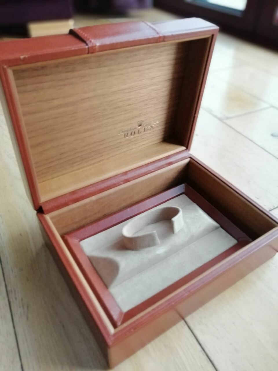 Rolex Day-Date Brown Leather &amp; Wood Box