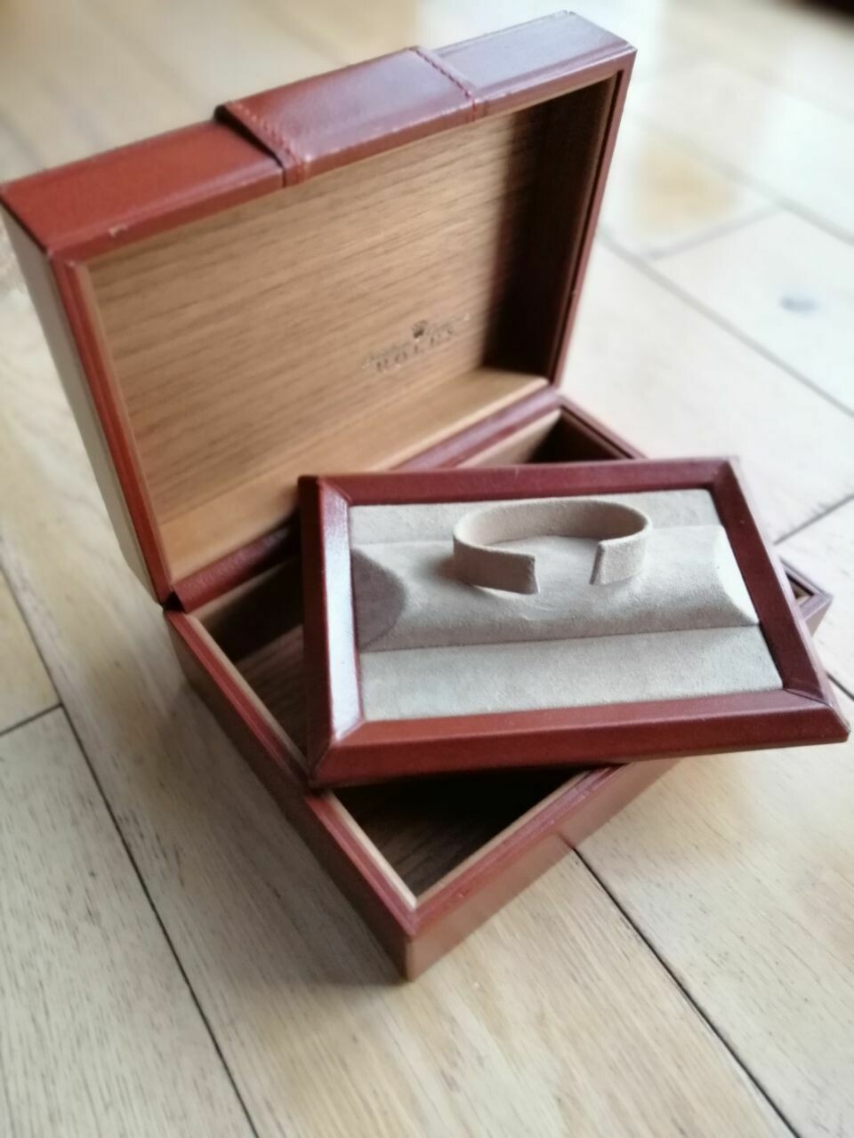 Rolex Day-Date Brown Leather &amp; Wood Box