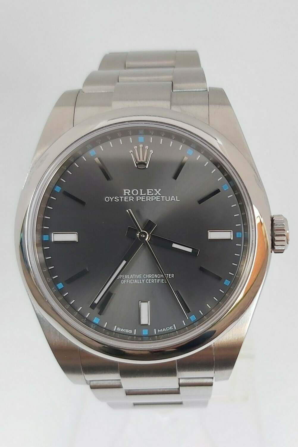 Rolex OYSTER PERPETUAL 39mm Rhodium Dial 114300 2017