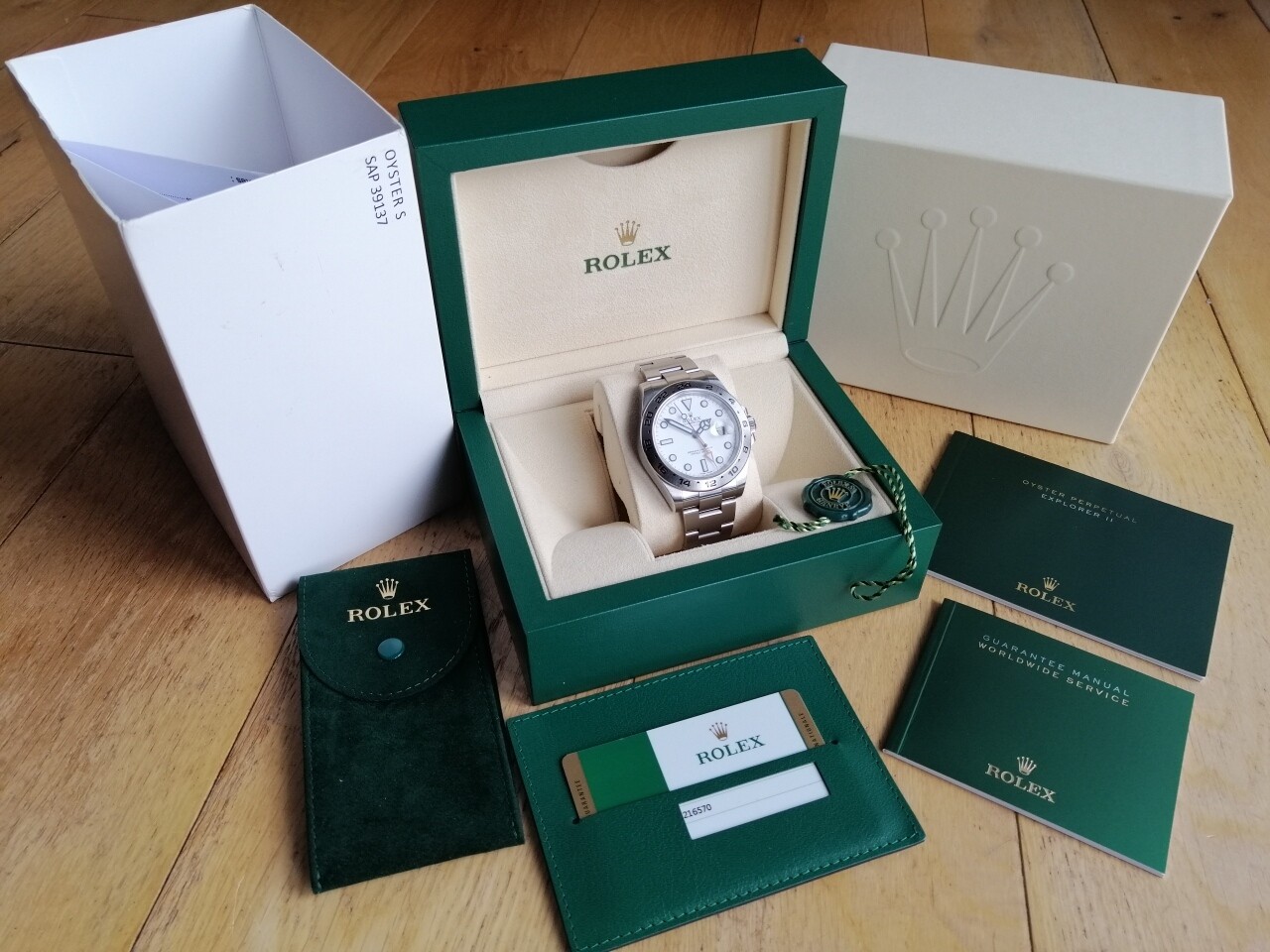 Rolex Explorer II 216570 White Dial 2016 - Full Set