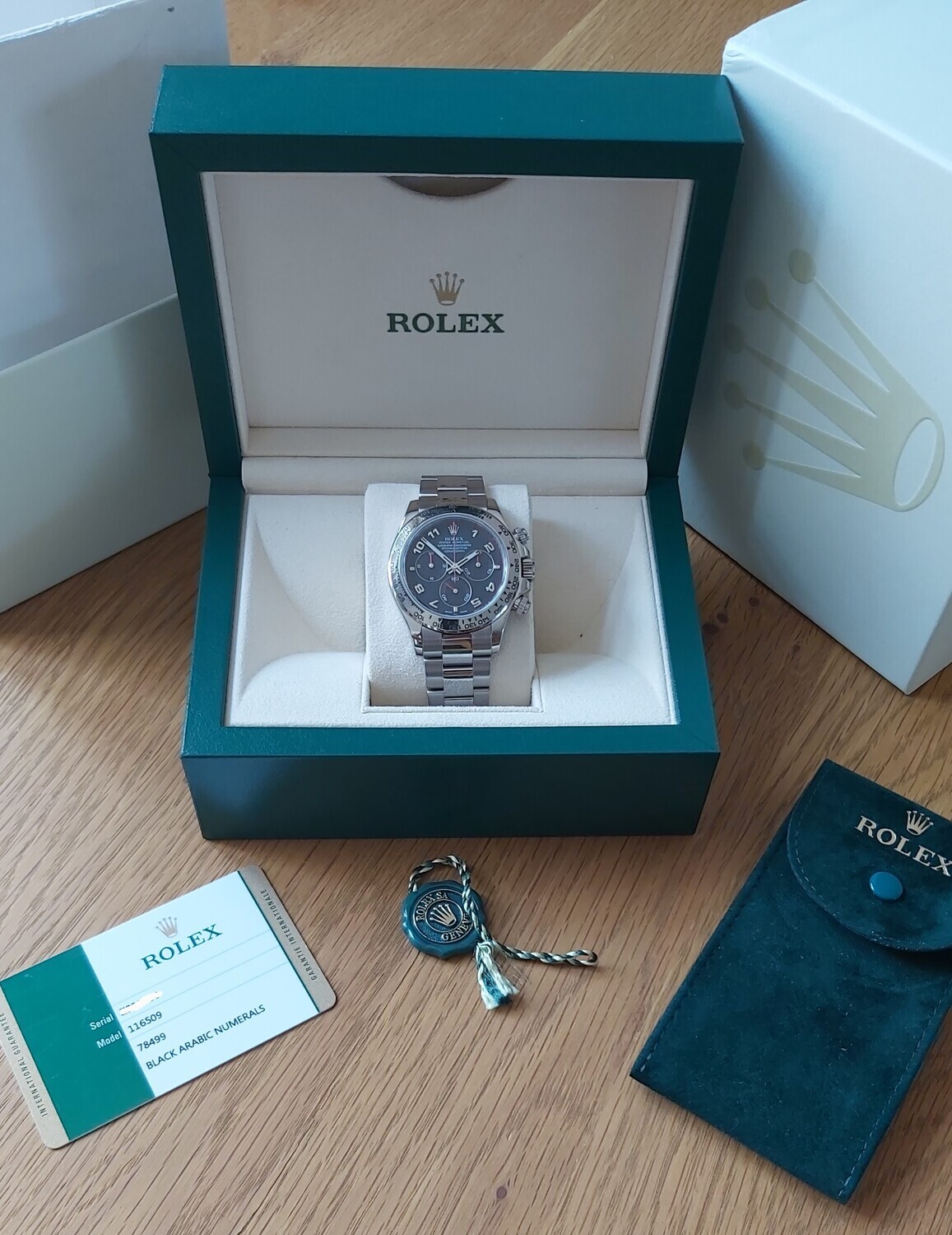 Rolex Daytona 116509 2017 White Gold - Racing Dial - Box &amp; Papers