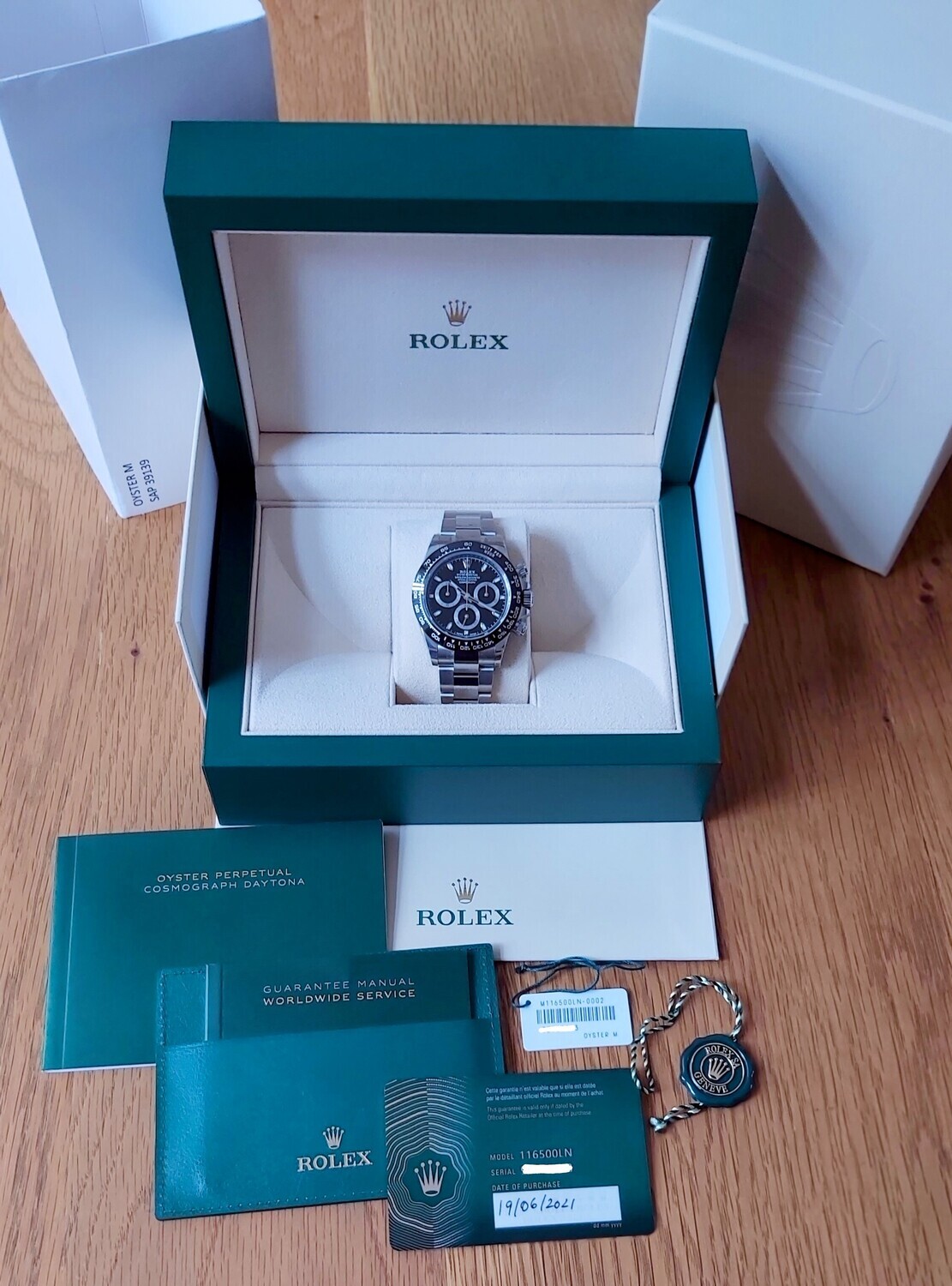 Rolex Daytona 116500LN - 2021 New &amp; Unworn Full Set, Nearly fully Stickered