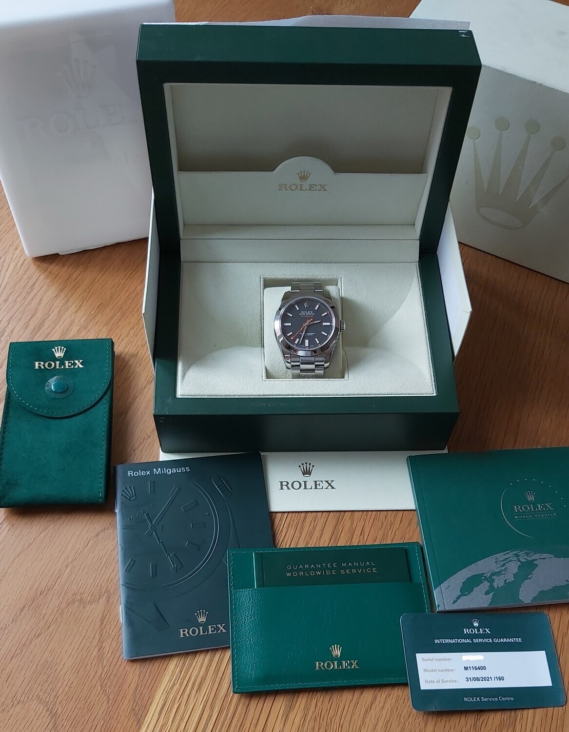 Rolex Milgauss 116400 Black Dial, 2009 Excellent Condition - 2021 Rolex Service