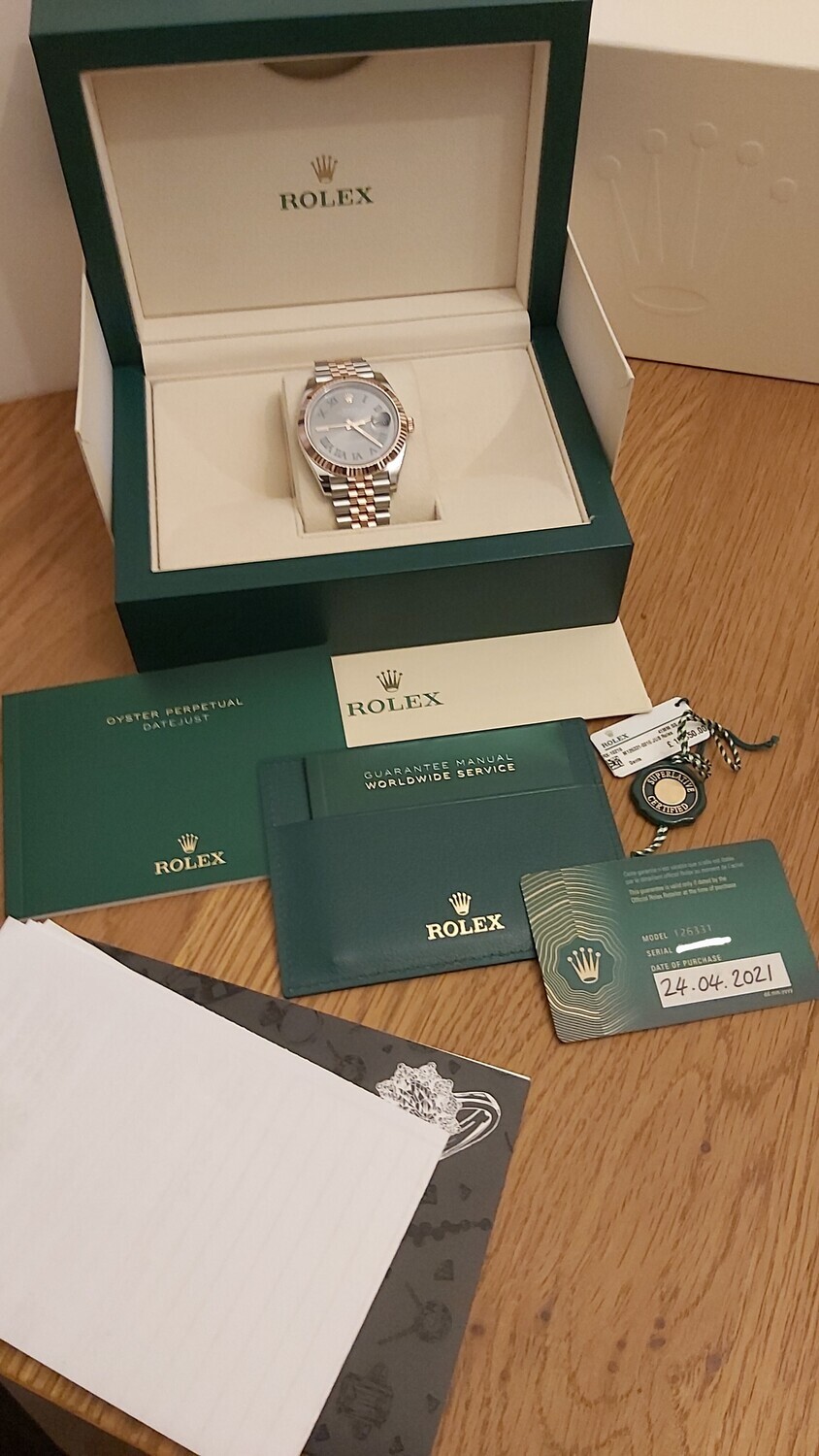 Rolex Datejust 41mm 126331 - Steel &amp; Everose Wimbledon Dial - Full Set 2021