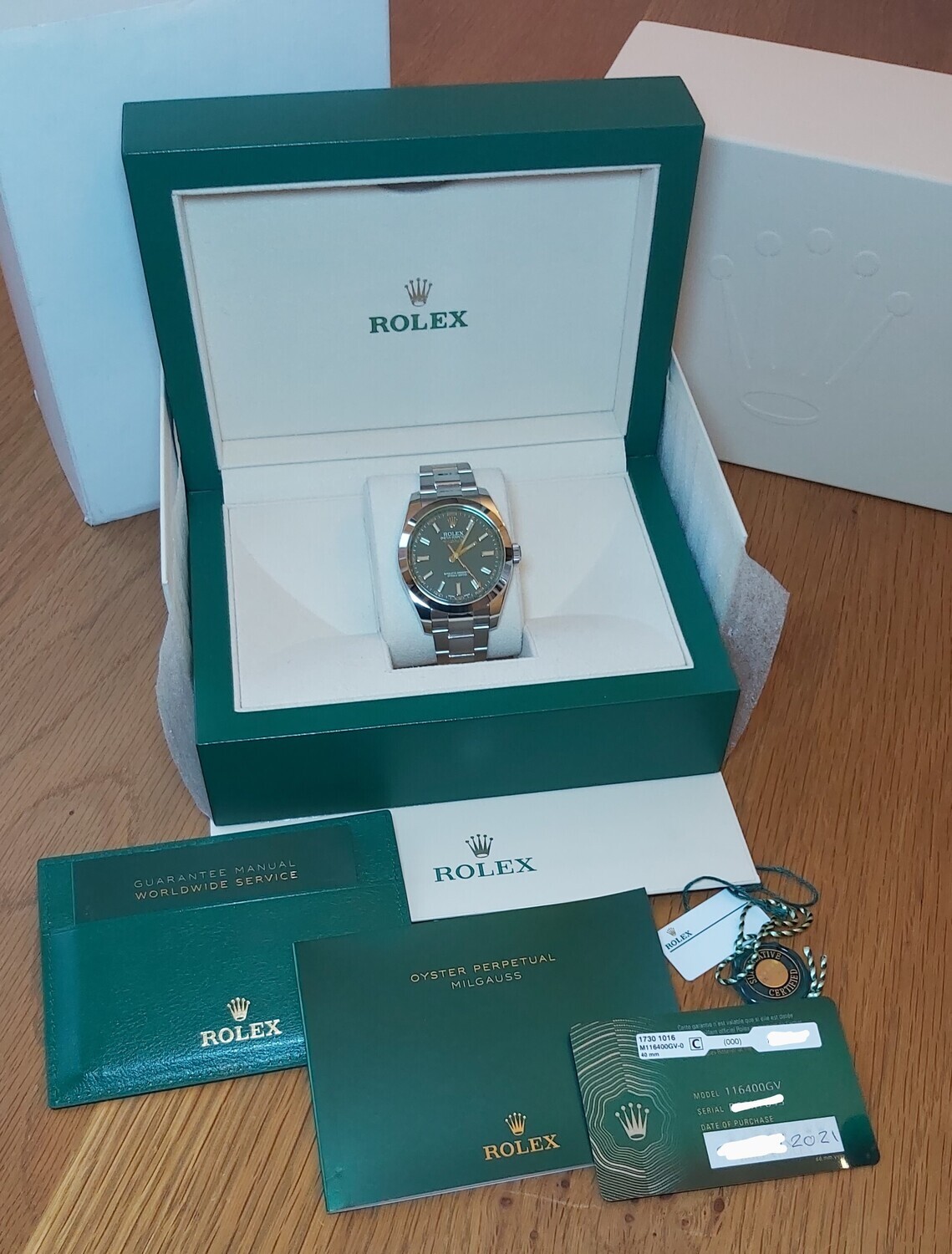 Rolex Milgauss 116400GV, 2021 Excellent Condition Like New - Full Set