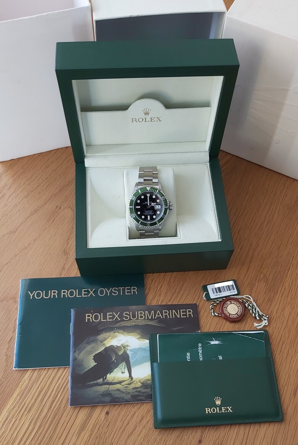 Rolex Submariner 16610LV Kermit - 2008 with 2019 Rolex Service Stickers