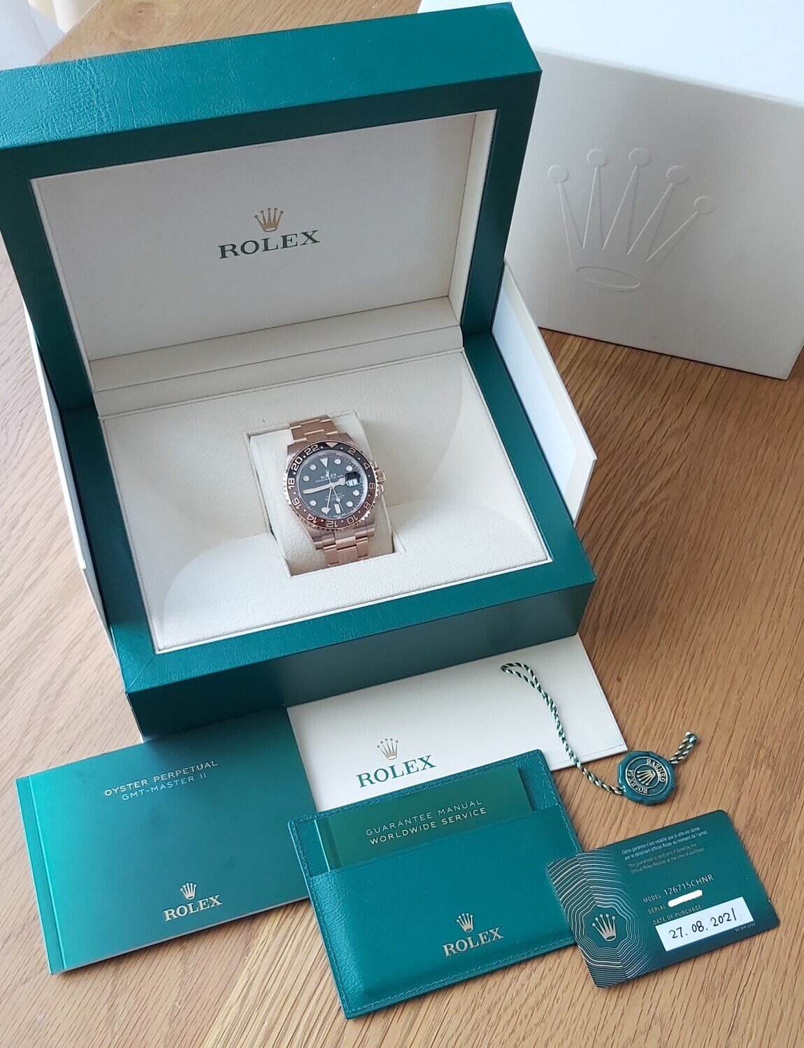 Rolex GMT Master II 126715CHNR - 2021 &#39;Rootbeer&#39; - Stickered Full Set