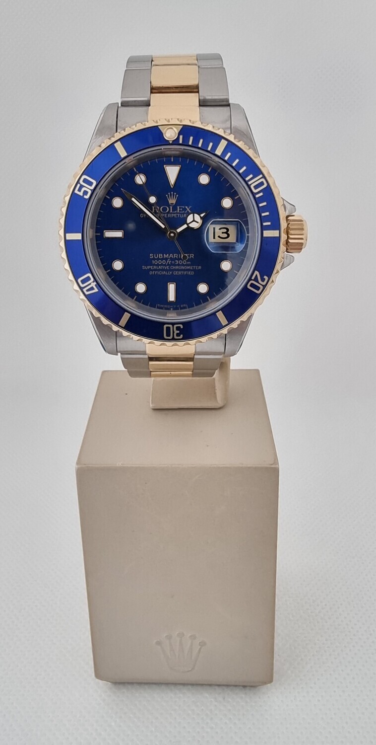 Rolex Submariner Date Watch, 16613LB Bluesy, Full Set Unworn Since Rolex Service