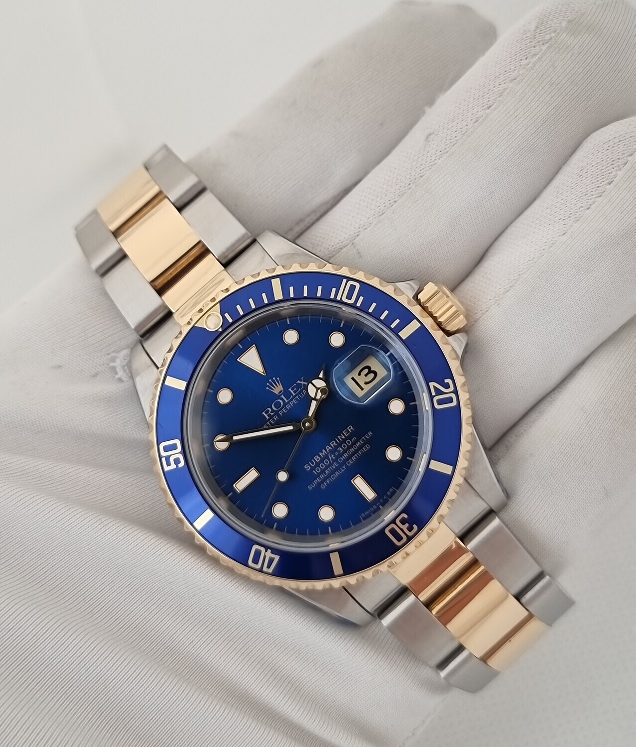 Rolex Submariner Date Watch, 16613LB Bluesy, Full Set Unworn Since Rolex Service