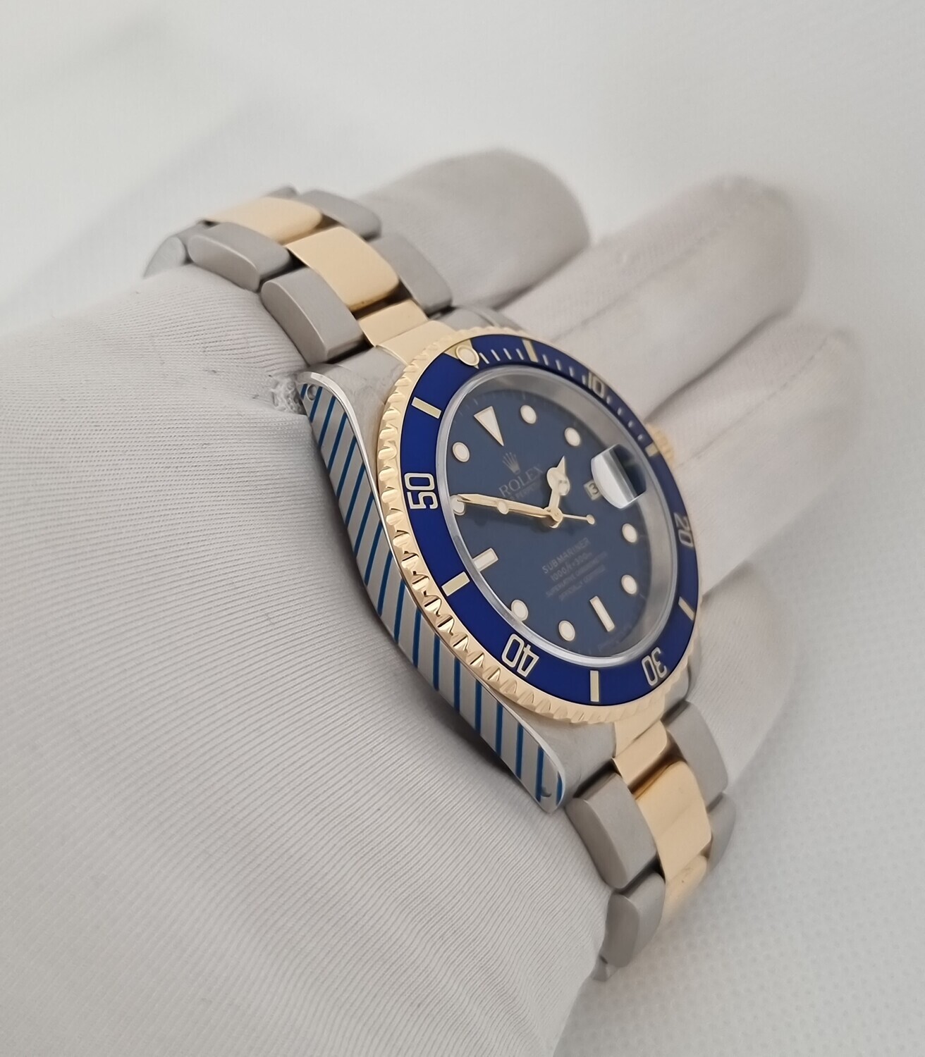 Rolex Submariner Date Watch, 16613LB Bluesy, Full Set Unworn Since Rolex Service