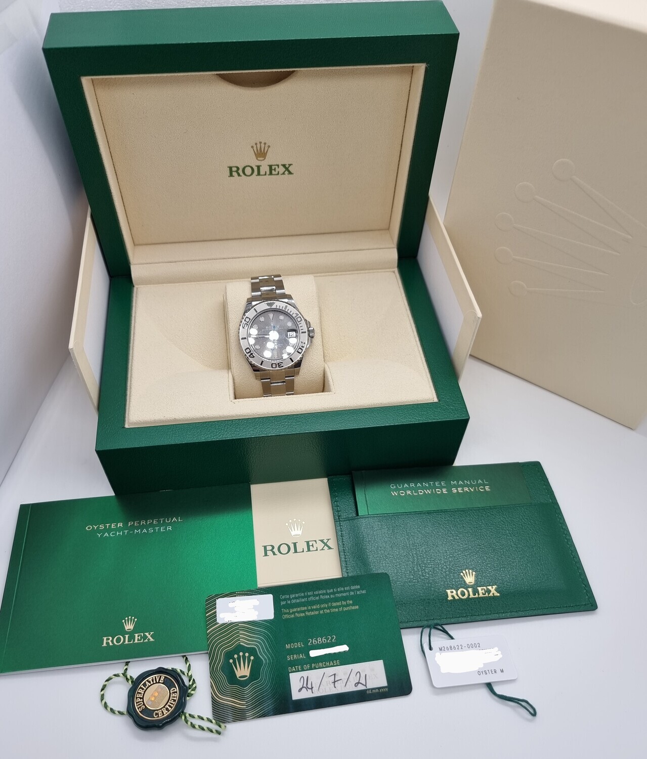 Rolex Yachtmaster 37mm 268622 - Rhodium Dial - 2021 Full Set - Unworn