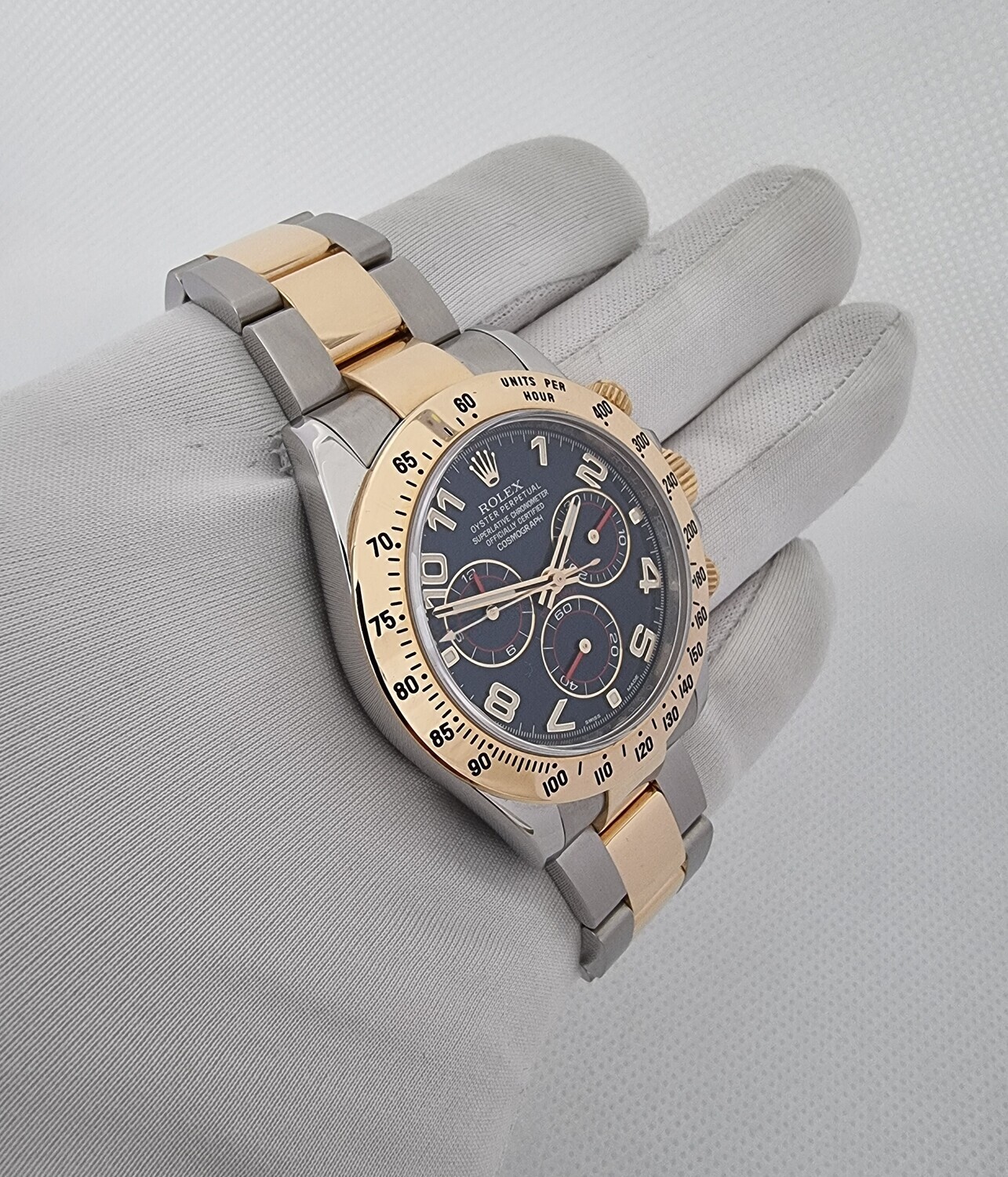 Rolex Daytona 116523 Blue Racing Rare &#39;Arabic&#39; APH Dial - 2015 Full Set