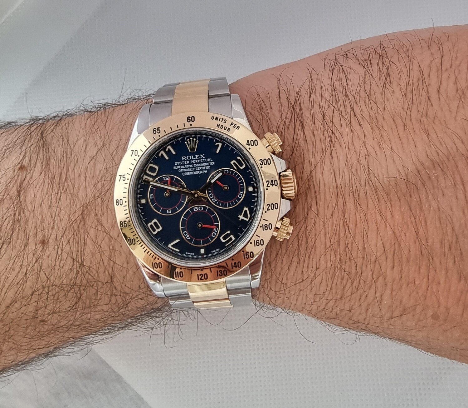 Rolex Daytona 116523 Blue Racing Rare &#39;Arabic&#39; APH Dial - 2015 Full Set