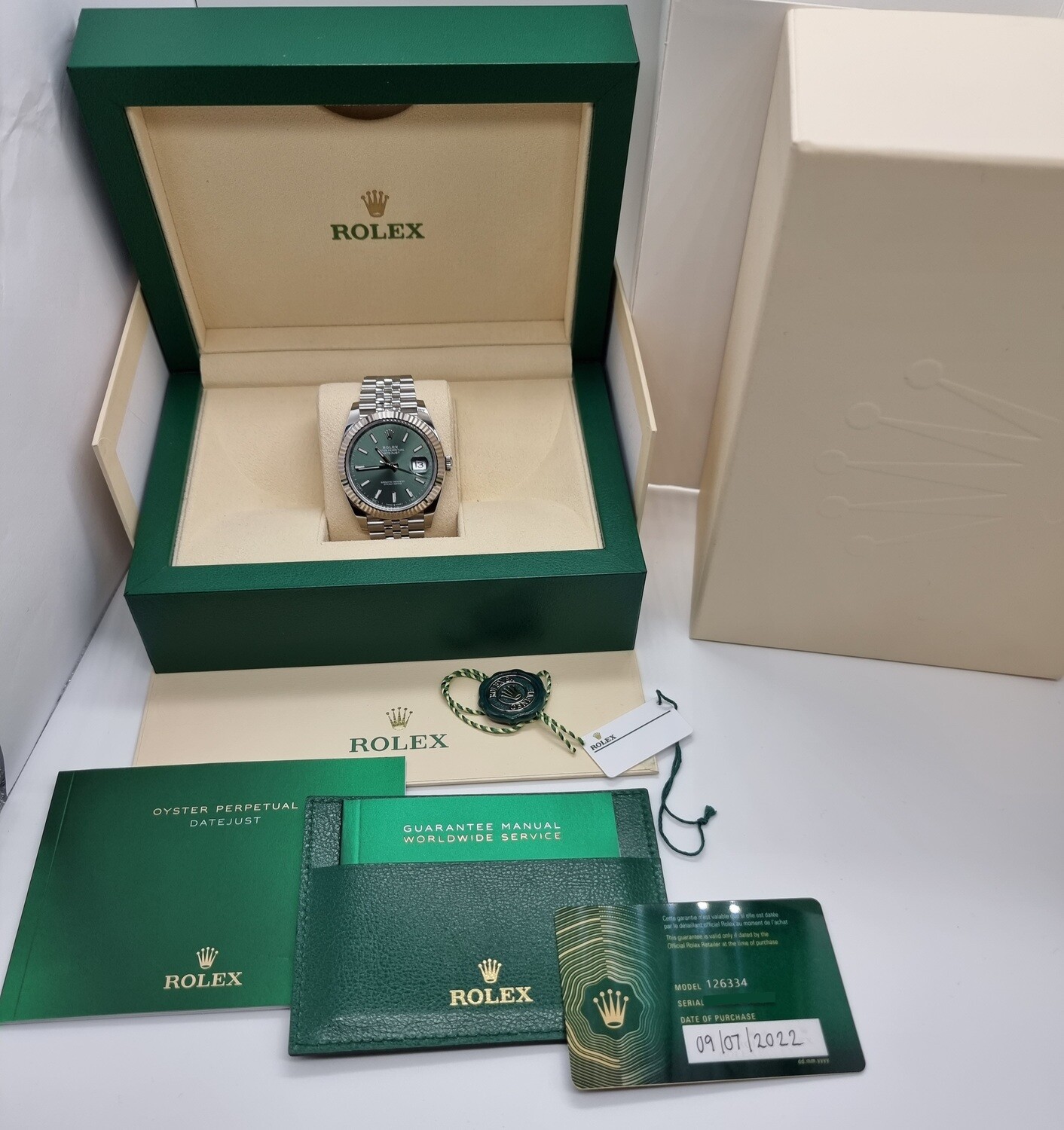 Rolex Datejust 41mm 126334 Mint Green - Full Set 2022