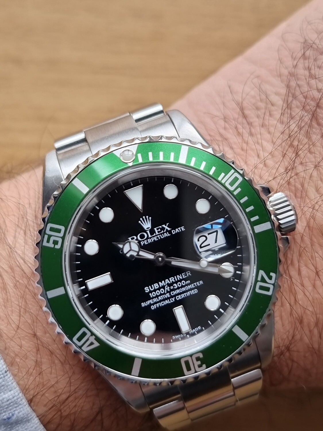 Rolex Submariner 16610LV Kermit - 2005 Full Set, with 2017 Rolex Service Card