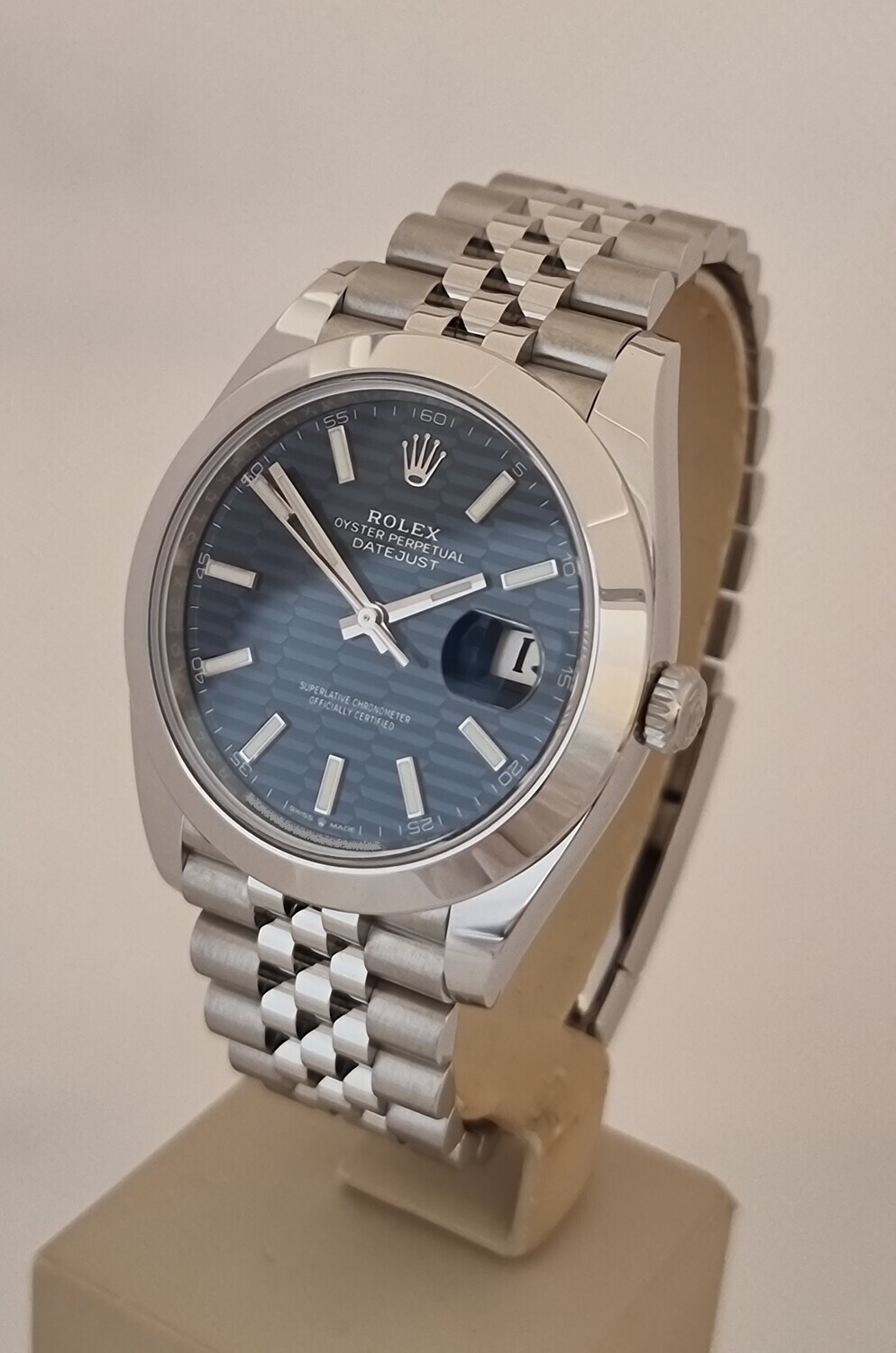 Rolex Datejust 41mm 126300, Blue Motif Dial, 2022 New/Unworn, Full Set