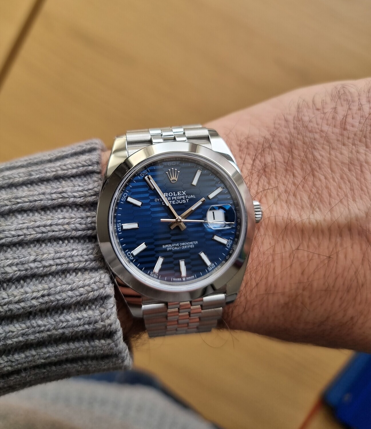 Rolex Datejust 41mm 126300, Blue Motif Dial, 2022 New/Unworn, Full Set