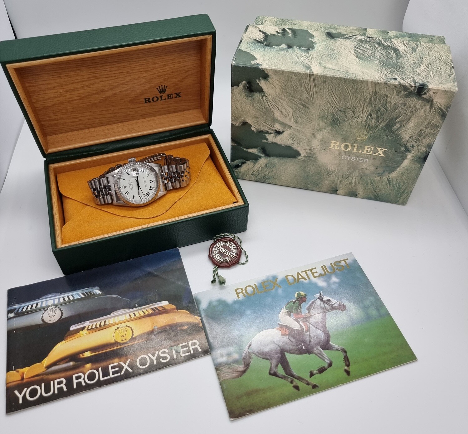 Rolex Datejust 16030, Rare White Buckley Dial, 1981 with Box/Booklets/tag