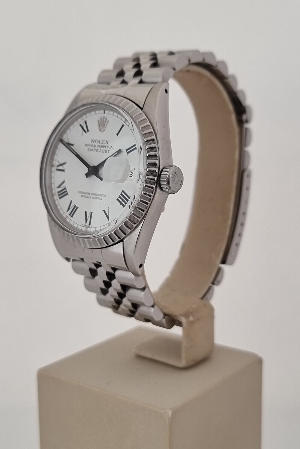 Rolex Datejust 16030, Rare White Buckley Dial, 1981 with Box/Booklets/tag
