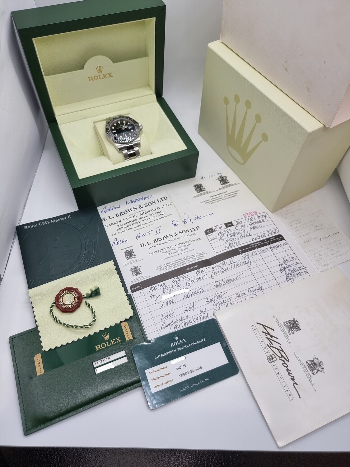 Rolex GMT Master II 116710LN, 2009 Collectors Set, 2023 Rolex Service