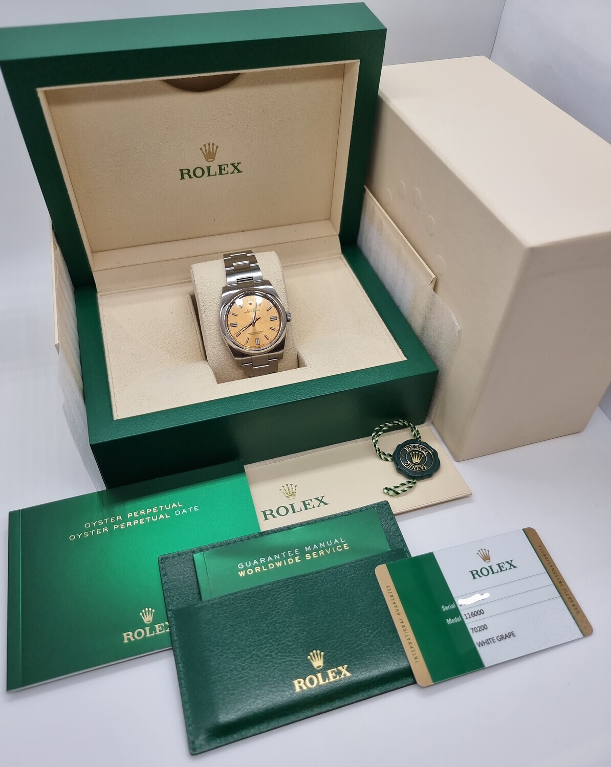 Rolex Oyster Perpetual 36mm 116000, White Grape Dial, 2016 Full Set