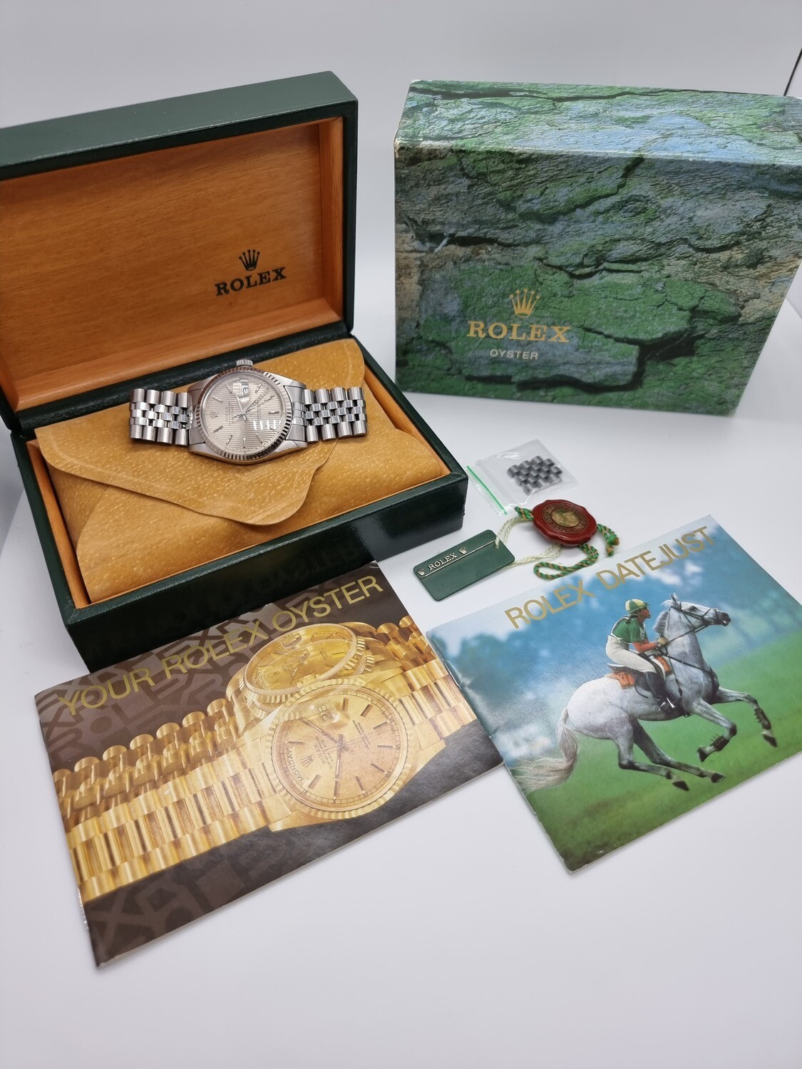 Rolex Datejust 16014 Box, Tags and Booklets, Rare Linen/Tapestry Dial