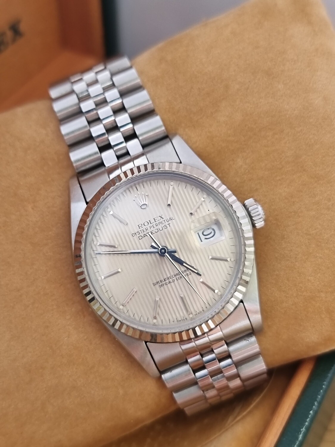 Rolex Datejust 16014 Box, Tags and Booklets, Rare Linen/Tapestry Dial