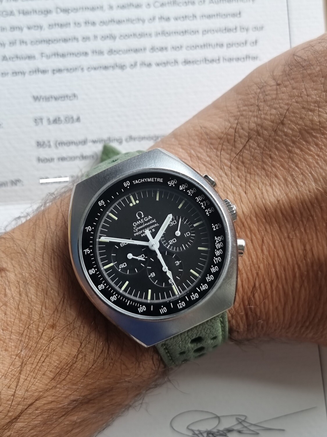 Omega Speedmaster Mark II 145.014 1970, with Omega Extract, Excellent Condition