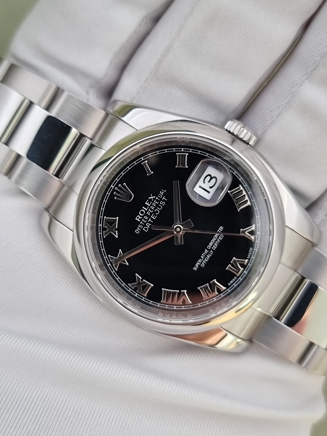 Rolex Datejust 116200 36mm Black Roman Numeral Dial