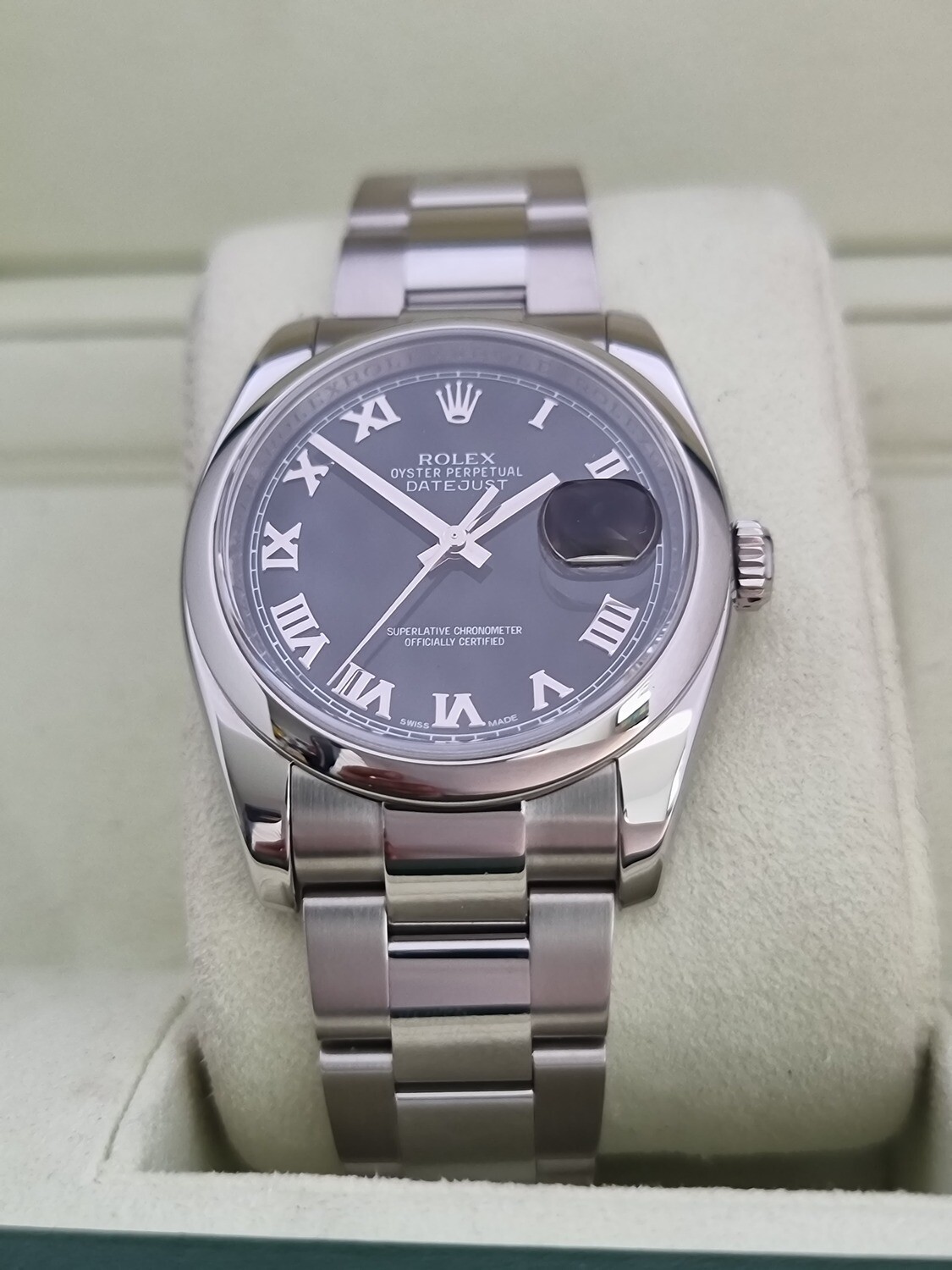 Rolex Datejust 116200 36mm Black Roman Numeral Dial