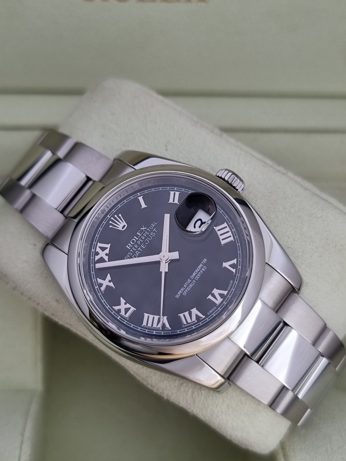 Rolex Datejust 116200 36mm Black Roman Numeral Dial