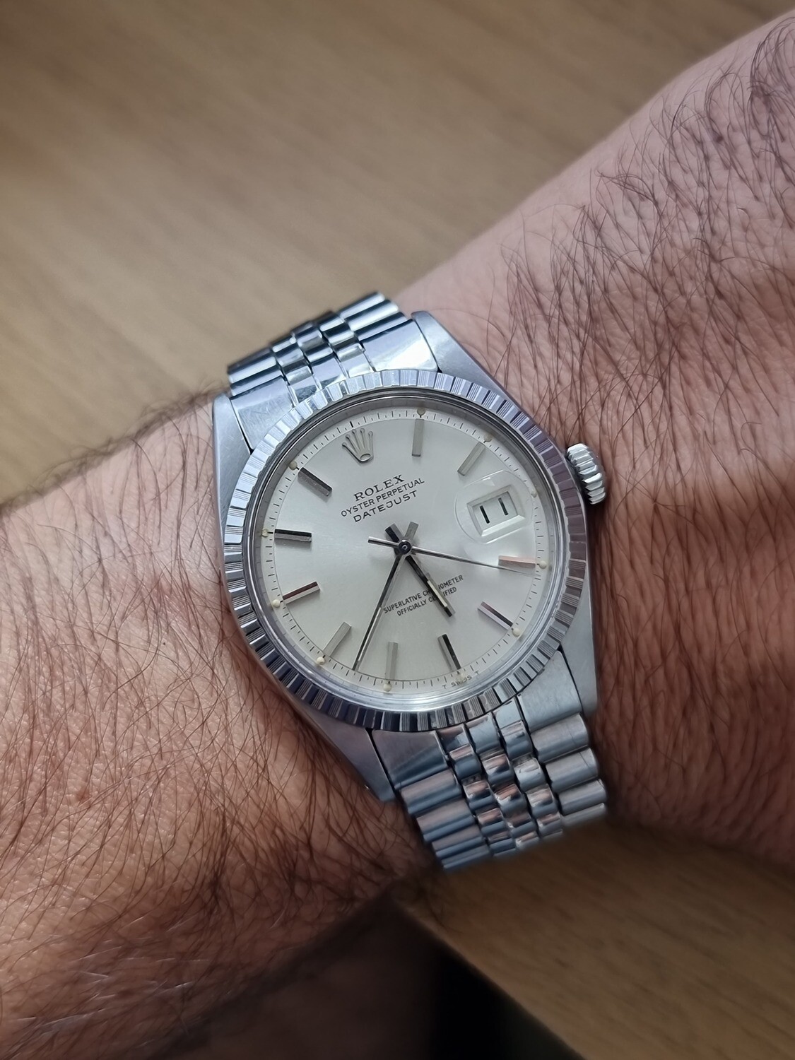Rolex Datejust 1603 Box &amp; Papers, Stepped PiePan Silver Dial