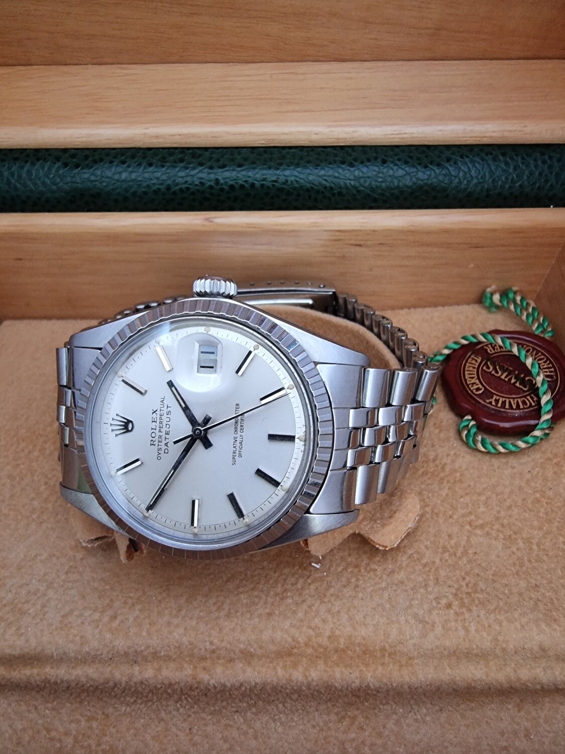 Rolex Datejust 1603 Box &amp; Papers, Stepped PiePan Silver Dial