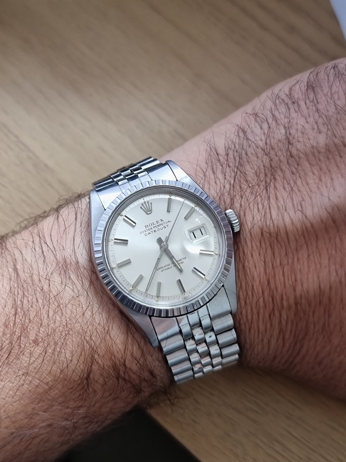 Rolex Datejust 1603 Box &amp; Papers, Stepped PiePan Silver Dial