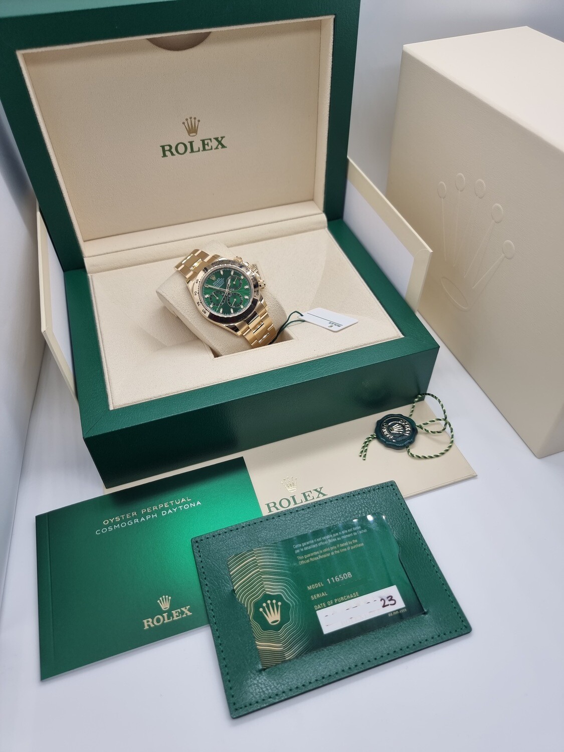 Rolex Daytona 116508 Green Dial &#39;John Mayer&#39; - 2023 New/Unworn, Now Discontinued