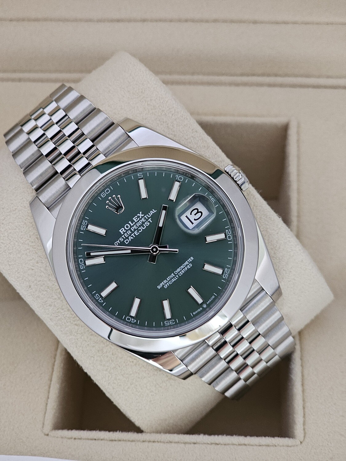 Rolex Datejust 126300 41mm Mint Green Dial - Full Set 2022 - Excellent Condition