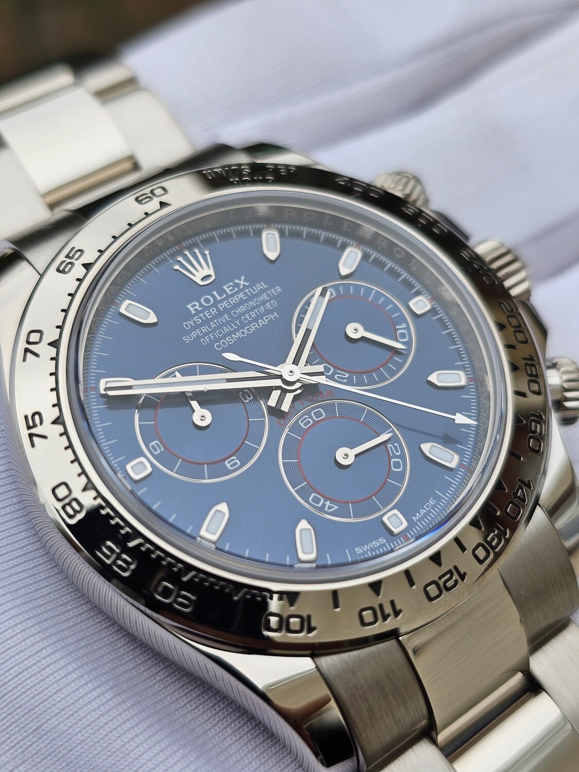 Rolex Cosmograph Daytona 116509 - 2023 Full Set, Blue Dial 18K White Gold