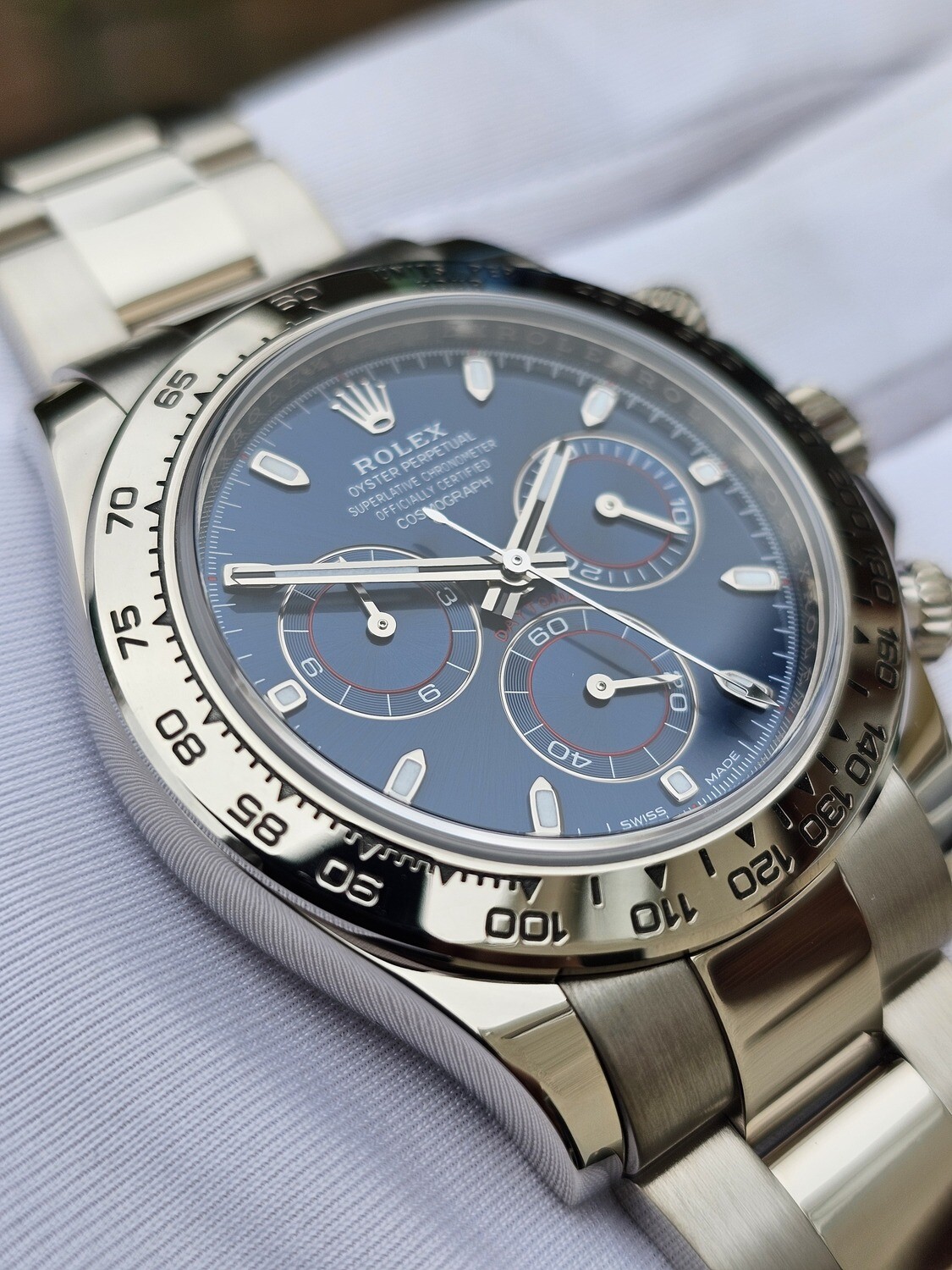 Rolex Cosmograph Daytona 116509 - 2023 Full Set, Blue Dial 18K White Gold
