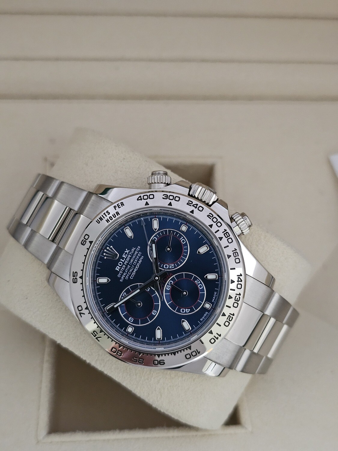 Rolex Cosmograph Daytona 116509 - 2023 Full Set, Blue Dial 18K White Gold