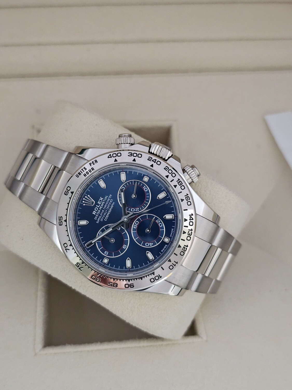 Rolex Cosmograph Daytona 116509 - 2023 Full Set, Blue Dial 18K White Gold