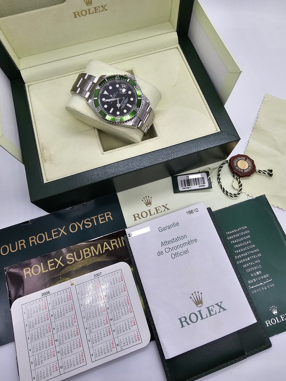 Rolex Submariner 16610LV Kermit 2006 Full Set